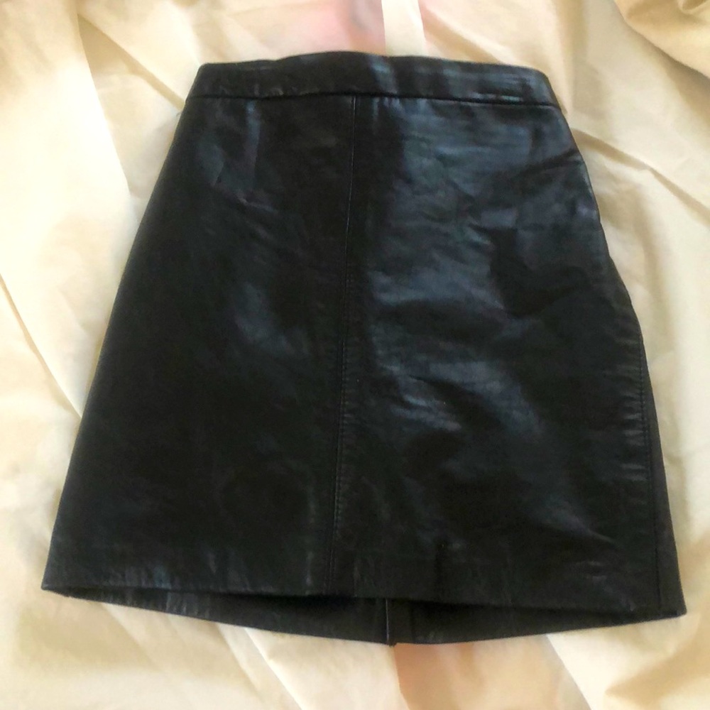 A black leather skirt